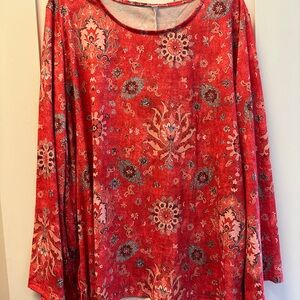SHEIN Red Graphic Long Sleeve Tee
